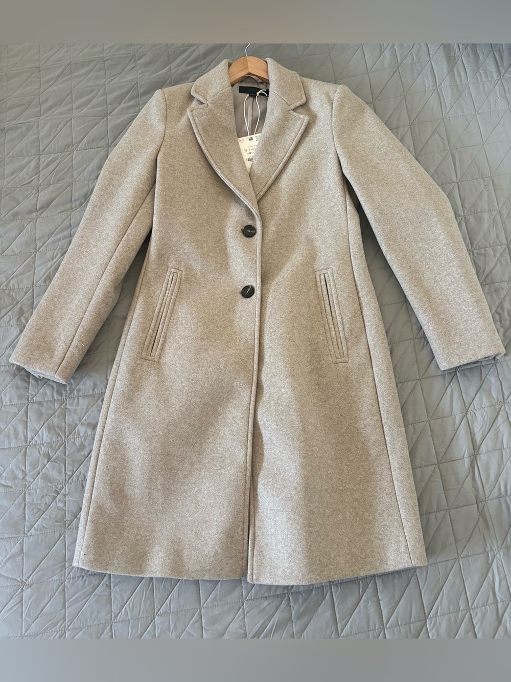 Zara Long Trench Coat in Light Taupe